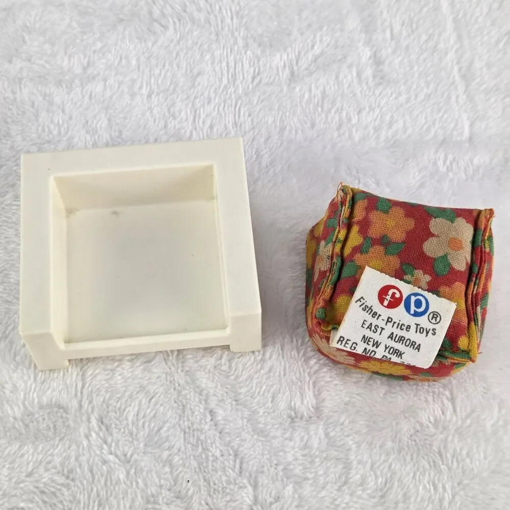 Vintage 1970s Fisher Price Dollhouse Fireplace Chair Living Room Set Fast Ship